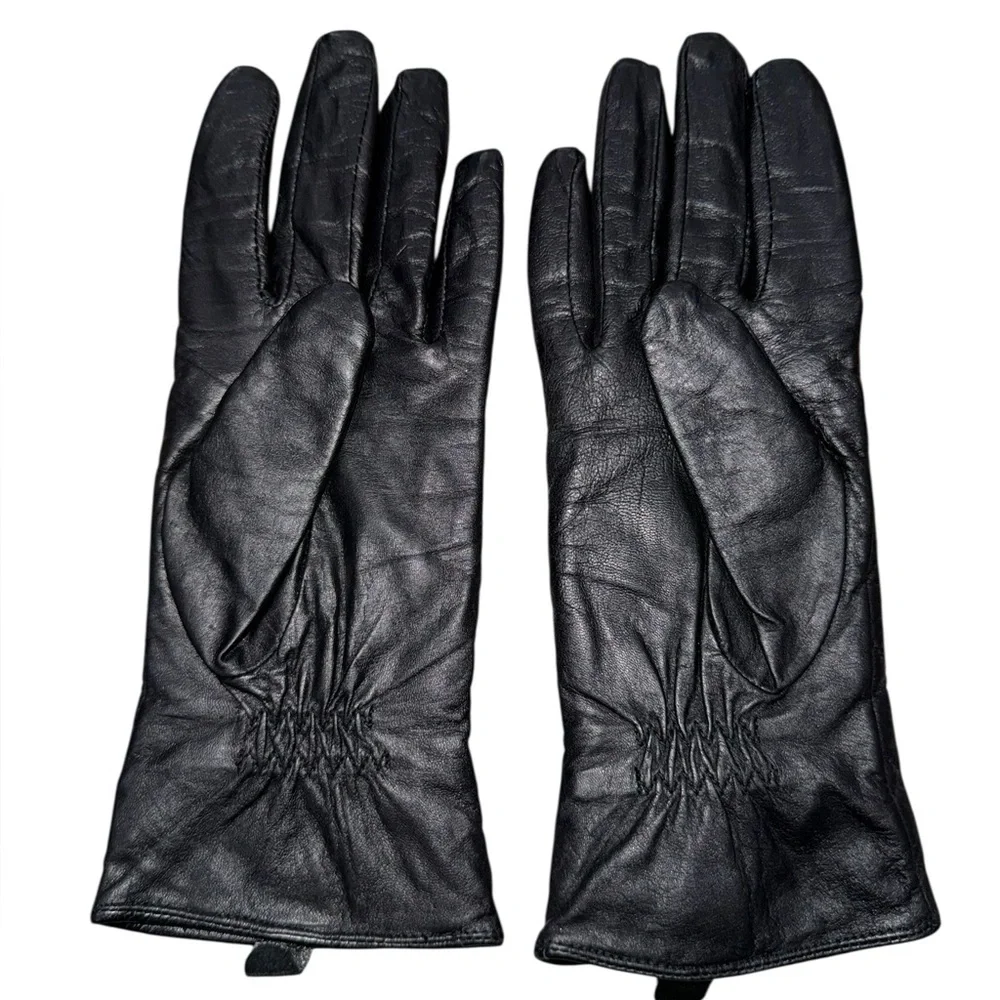 MICHAEL Michael Kors Genuine Leather Women's Quilted Black Gloves Medium